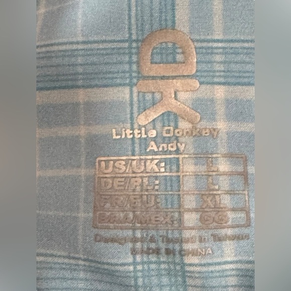 Light Blue Casual Button Down Shirt Plaid Design Pastel Little donkey Andy L - Picture 5 of 5